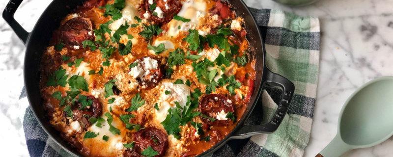 Shakshuka with Parchment Roasted Tomatoes